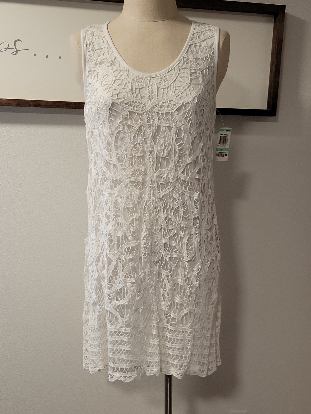 INC International Concepts Lace Macrame' Shift Sleeveless Dress, NWT